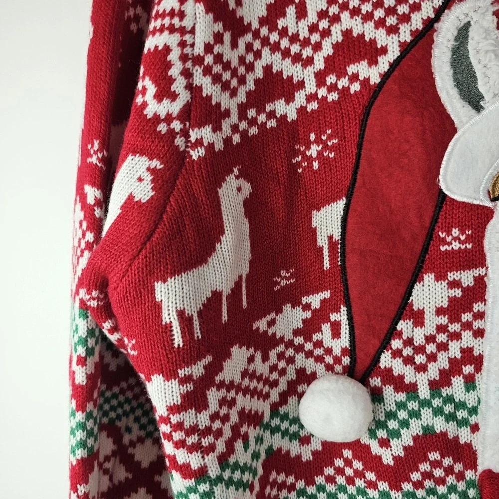 Jolly Sweaters Mens Holiday XL Red Green Ugly Christmas Knit Llama Alpaca 3D LS